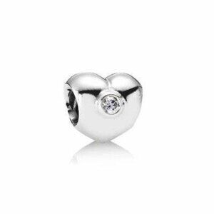Pandora Sterling Silver Puffy CZ Clear Heart Love Charm 790134CZ